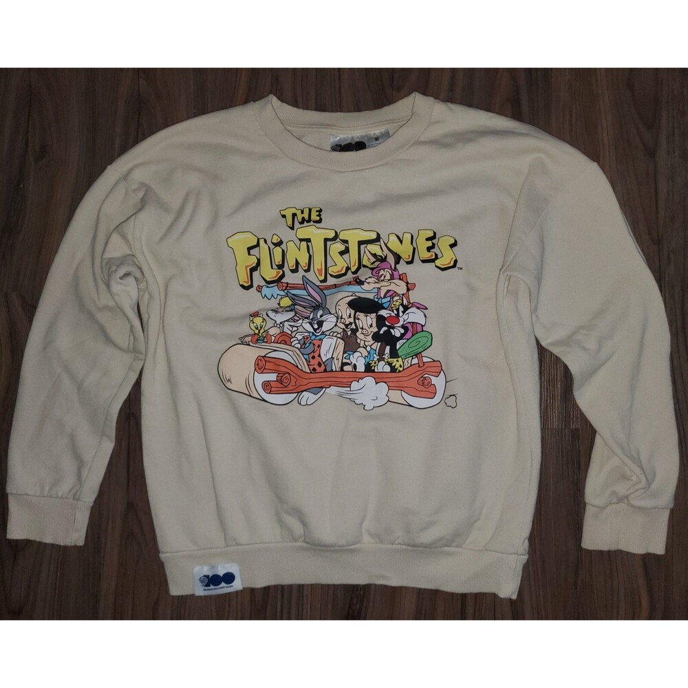 WB 100 x Flintstones Women's Crewneck Sweatshirt Looney Toons Size M